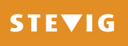 Logo van STEVIG met witte letters op oranje achtergrond
